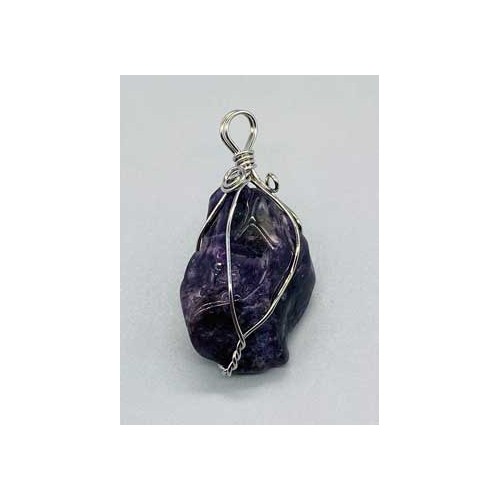 Polished Amethyst Wire Wrapped Pendant