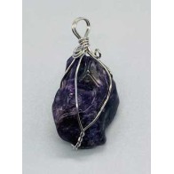 Polished Amethyst Wire Wrapped Pendant