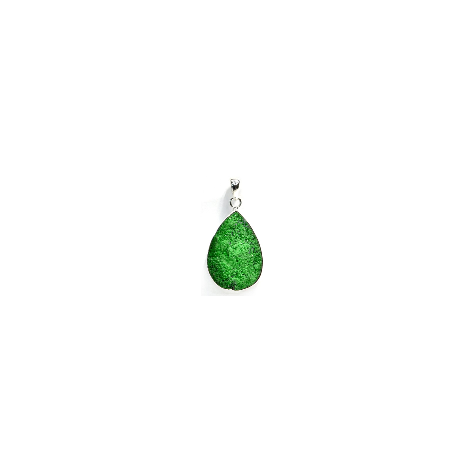 Uvarovite Teardrop Pendant in Sterling Silver