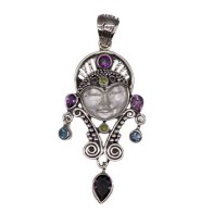 Warrior Goddess Pendant with Gemstones - 3"