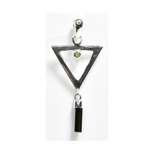 Tourmaline Pendant with Silver Triangle