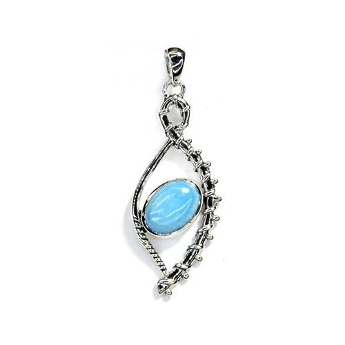 Handcrafted Larimar Pendant Sterling Silver