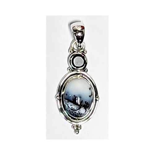 Dendritic Opal & Black Onyx Pendant