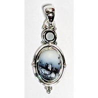 Dendritic Opal & Black Onyx Pendant