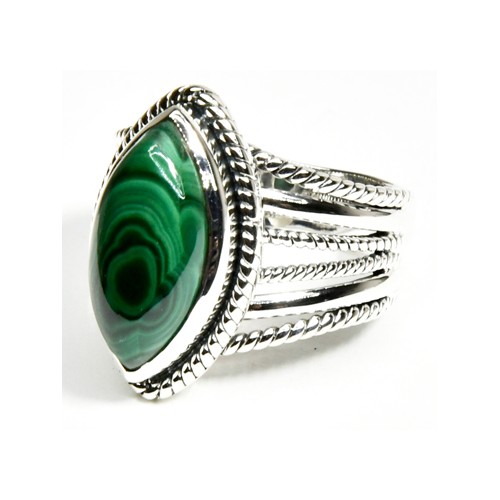 Size 9 Malachite Ring - Handcrafted Jewelry