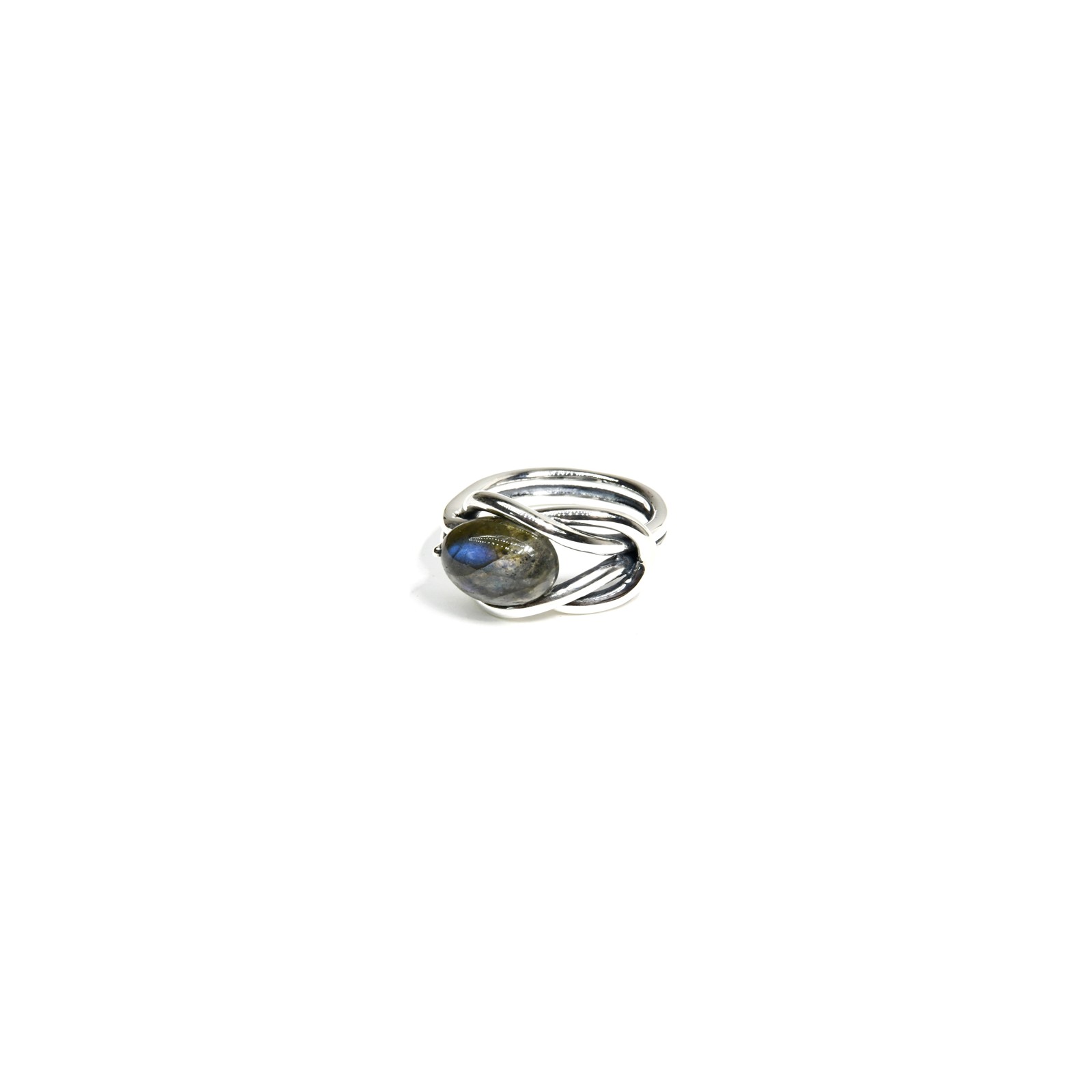 Anillo de Labradorita Talla 12 en Plata Esterlina