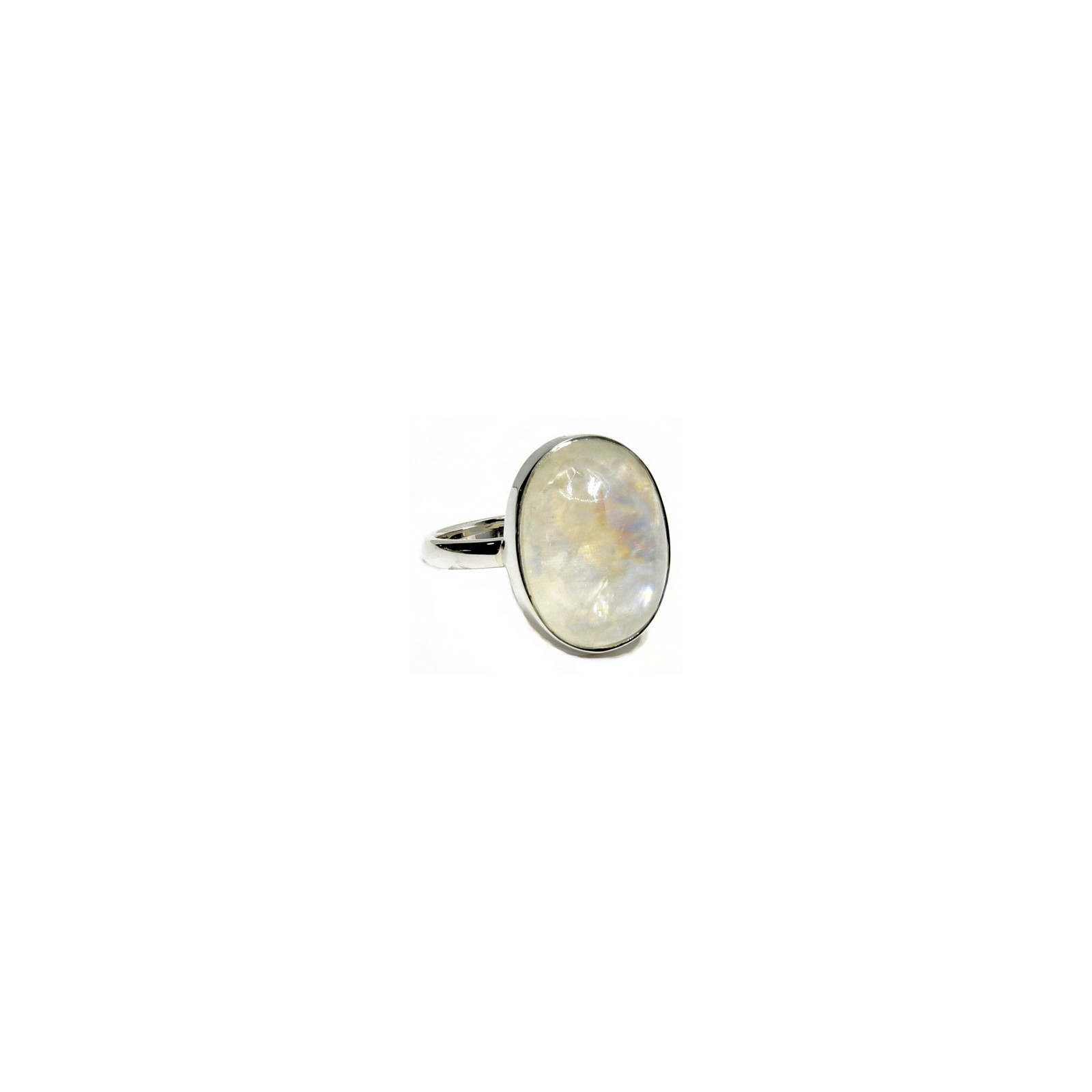 Size 6 Rainbow Moonstone Ring - Iridescent Sterling Silver Jewelry