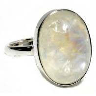 Size 6 Rainbow Moonstone Ring - Iridescent Sterling Silver Jewelry