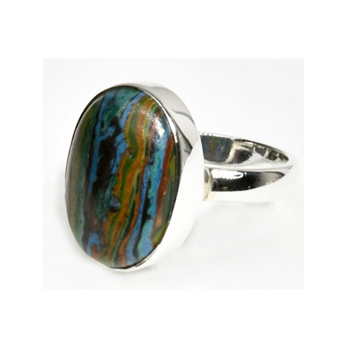 Rainbow Calsilica Ring in Sterling Silver Size 7