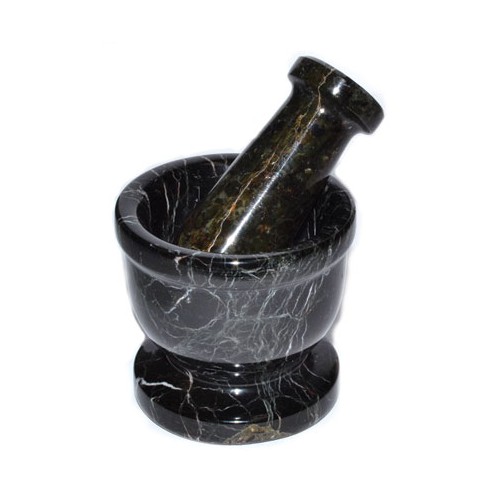 2 1/2" Black Zebra Mortar and Pestle Set for Herbal Healing