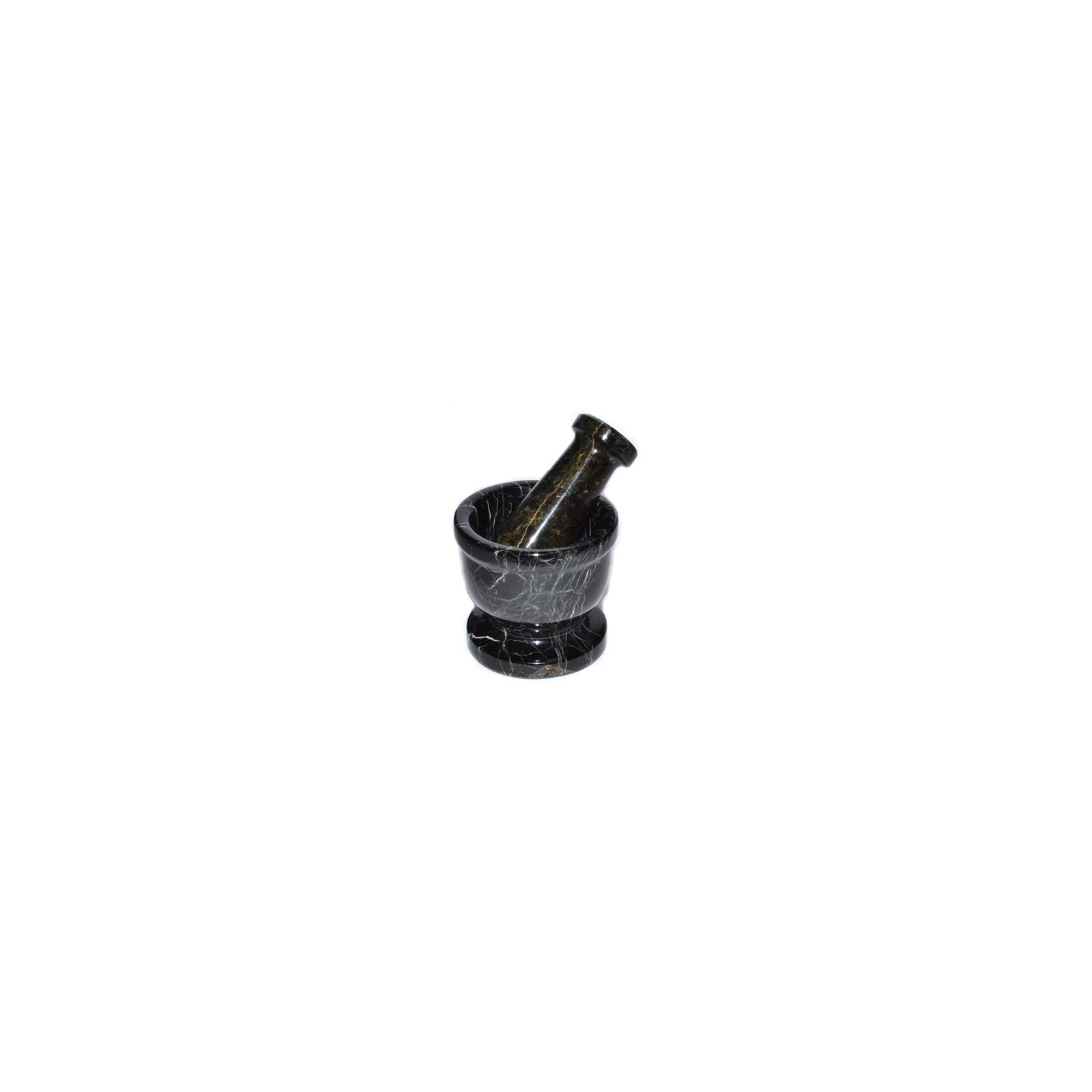 2 1/2" Black Zebra Mortar and Pestle Set for Herbal Healing