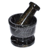 2 1/2" Black Zebra Mortar and Pestle Set for Herbal Healing