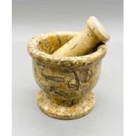 2.5" Fossil Coral Mortar and Pestle Set for Grinding