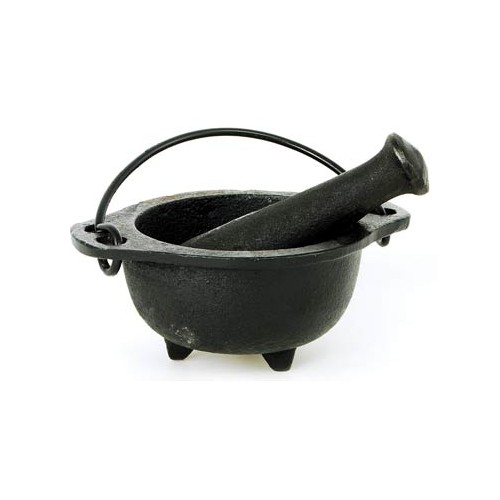 Cast Iron Cauldron Mortar and Pestle Set for Herbs