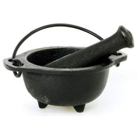 Cast Iron Cauldron Mortar and Pestle Set for Herbs