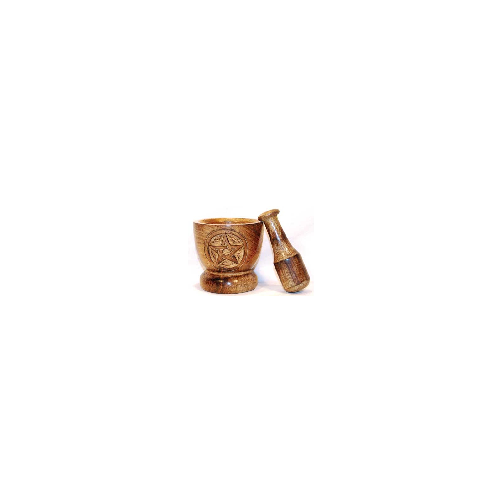 Wooden Pentagram Mortar and Pestle Set for Herb Grinding