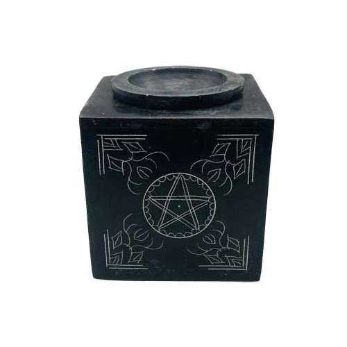 Difusor de Aceite de Soapstone Pentagrama Cuadrado de 3 Pulgadas