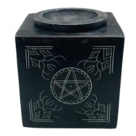 Difusor de Aceite de Soapstone Pentagrama Cuadrado de 3 Pulgadas