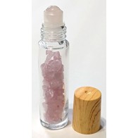 Botella con Roller de Cuarzo Rosa para Aceites Esenciales