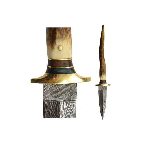 Bone Damascus Athame for Rituals