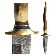 Athame de Damasco con Mango de Hueso para Rituales