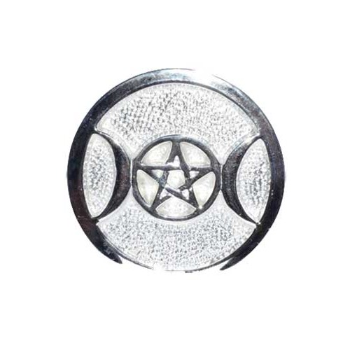 Silver Plated Brass Triple Moon Altar Tile