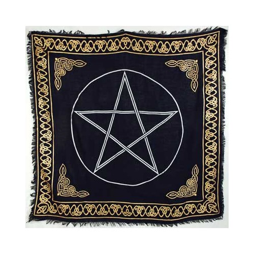 Tela de Altar Pentagrama con Borde Dorado 36x36