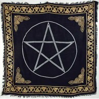 Tela de Altar Pentagrama con Borde Dorado 36x36