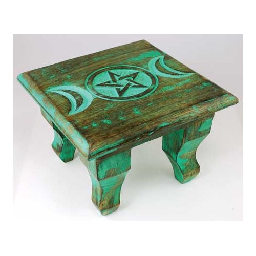 Antiqued Triple Moon Altar Table for Rituals