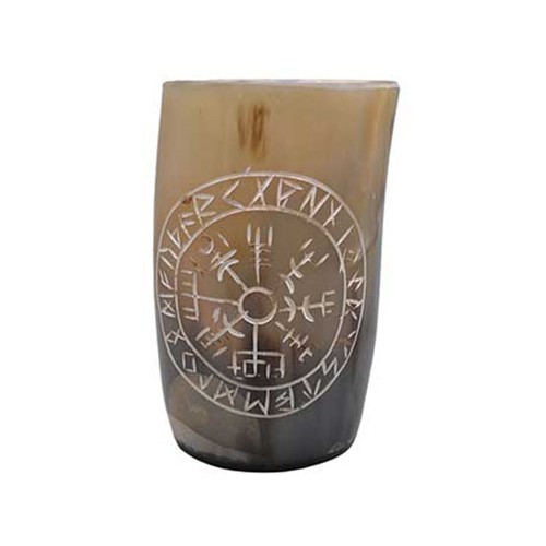 4" Rune Buffalo Horn Mug - Viking Heritage Drinkware