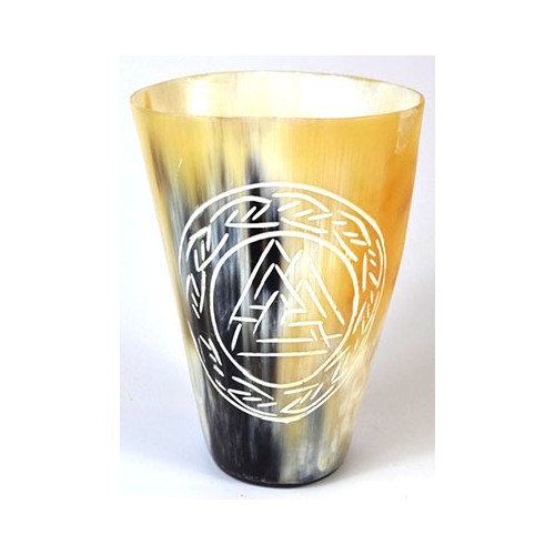 4" Norse Valknut Buffalo Horn Mug for Authentic Drinkware