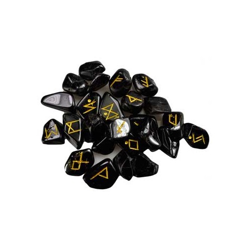 Black Tourmaline Rune Set - Elder Futhark