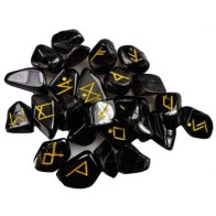 Black Tourmaline Rune Set - Elder Futhark