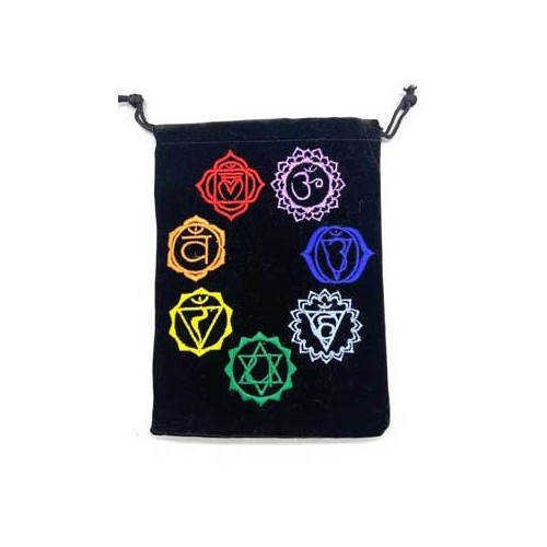 Set de 10 Bolsas de Terciopelo Negro con Chakra