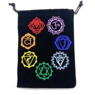 Set de 10 Bolsas de Terciopelo Negro con Chakra