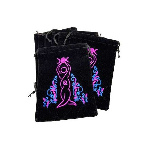 Set of 10 Goddess Black Velveteen Bags