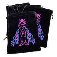 Set of 10 Goddess Black Velveteen Bags