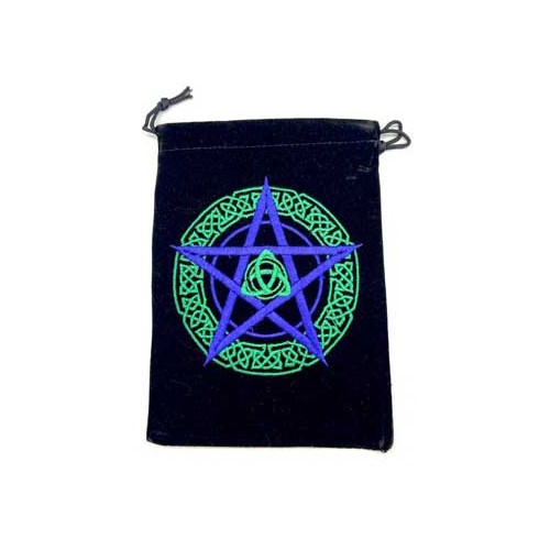 Set of 10 Black Velveteen Pentagram Pouches