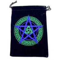 Set of 10 Black Velveteen Pentagram Pouches