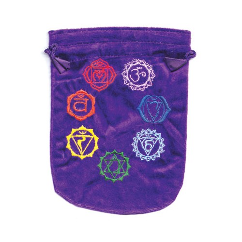 Bolsa de Terciopelo Púrpura 7 Chakras para Cristales