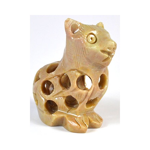 2" Elegant Cat Soapstone Carving