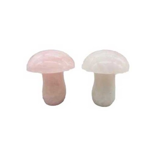 Set of 2 Rose Quartz Mushroom Figurines