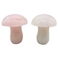 Set of 2 Rose Quartz Mushroom Figurines