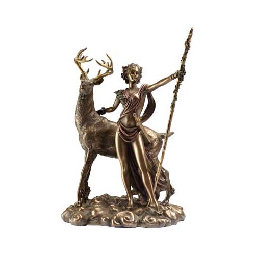 Figura de Bronce de la Diosa Diana y Ciervo