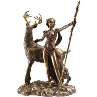 Figura de Bronce de la Diosa Diana y Ciervo