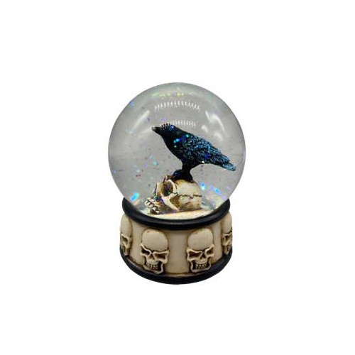 3 1/4" Raven on Skull Water Globe