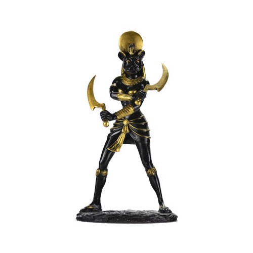 Fierce 11 Inch Sekhmet Statue in Black and Gold