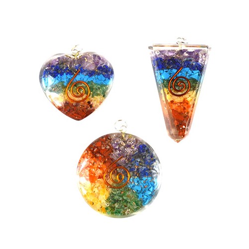 Juego de 3 Péndulos Orgone de Chakras para Equilibrio Energético