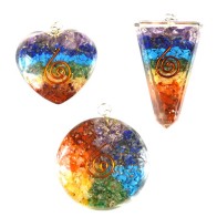 Set of 3 Chakra Orgone Pendants for Energy Balance