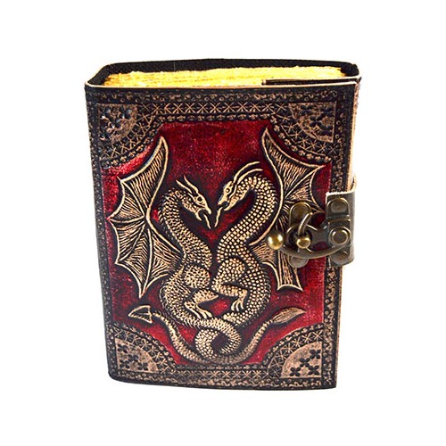 Red Double Dragon Leather Journal for Bold Writing